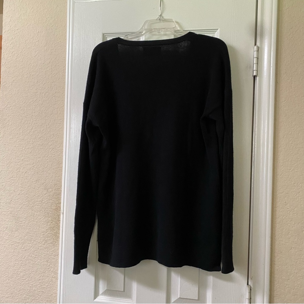 Allude 100% Cashmere Black V-Neck Pullover Womens Size XL Eco-Friendly Sweater - Picture 7 of 12